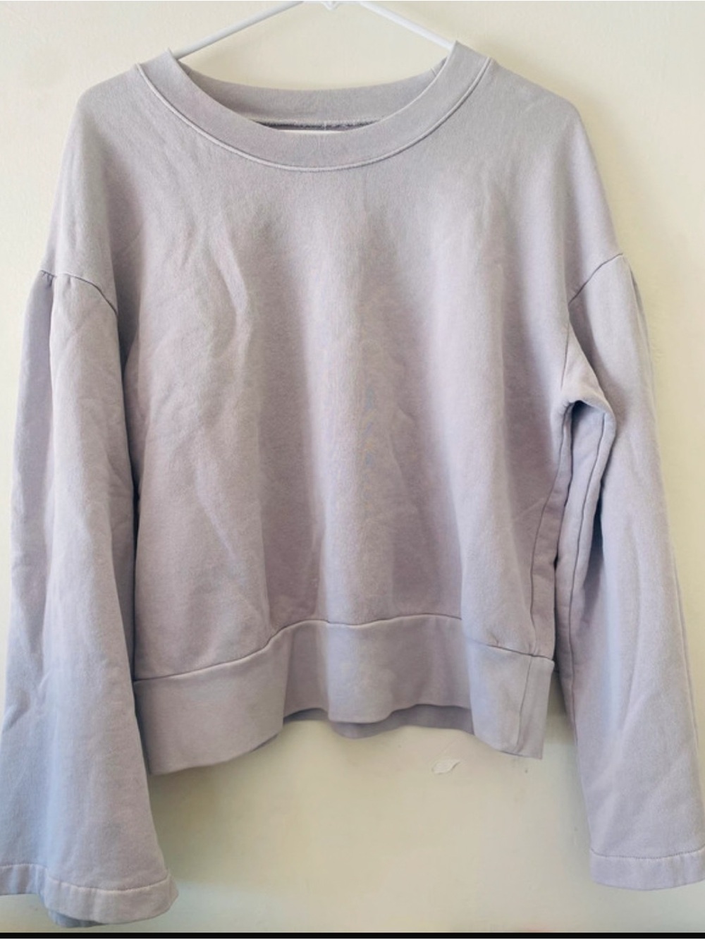 Madewell Cropped Bell-Sleeve Lavender Sweatshirt